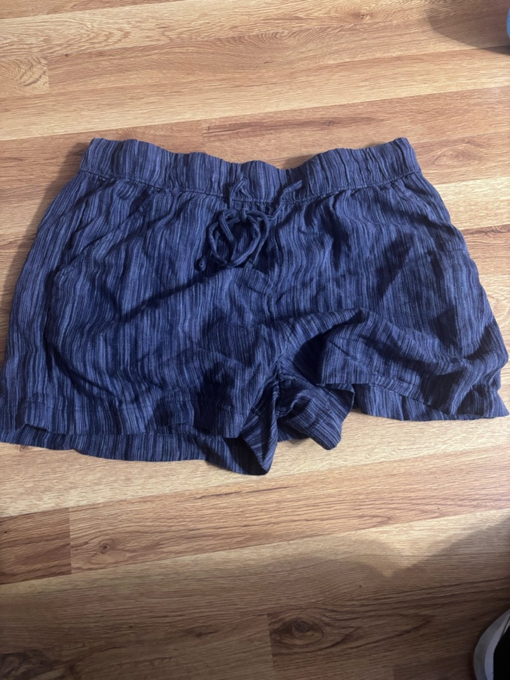 Women's Navy Striped Drawstring Shorts